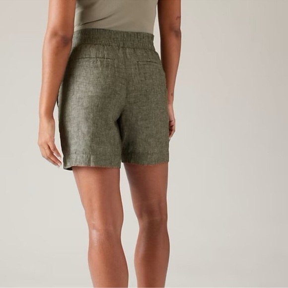 Athleta Olive Voyager Linen Short Sz 4 - Picture 3 of 7